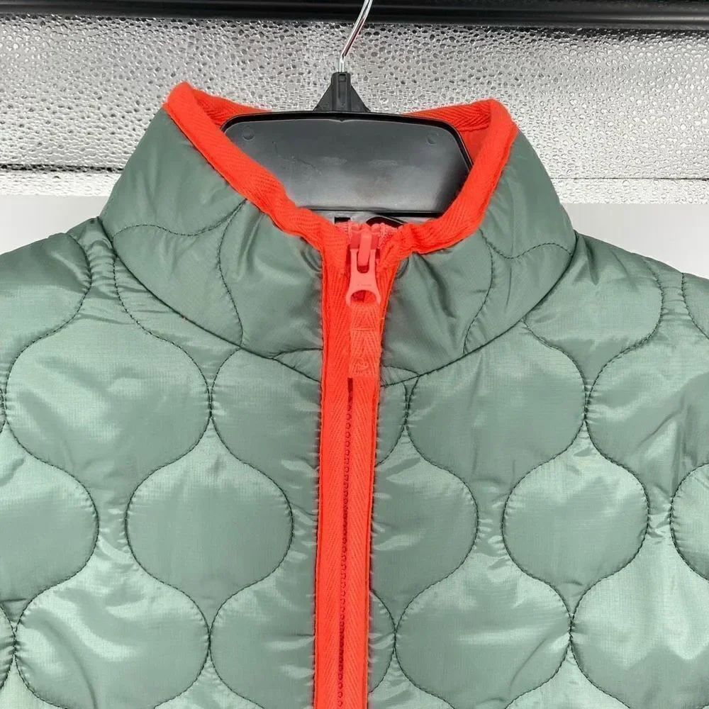 Free Assembly Girl’s Duck Green Lightweight Quilted Full Zip Jacket Medium 7/8